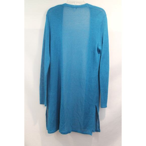 Lot of 2 J Jill Linen Blended Lightweight Long Cardigan size M/Tall Blue Pink - Picture 4 of 16